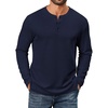 COOFANDY Men’s Waffle Henley Shirts Long Sleeve Casual Basic T-Shirt Lightweight Knit Pullover Shirt(Blue Violet)