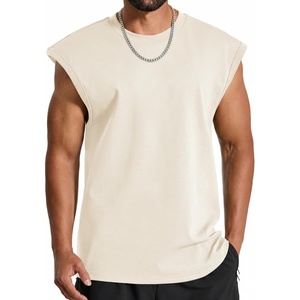 COOFANDY Men Workout Tank Tops Cotton Sleeveless T Shirts Gym Muscle Tee | Oversized Cut Off Shirt, Soft Comfortable Fabric, Basketball Sleeveless Tee Loose Fit for Summer Sport, Stylish Streetwear(Beige)