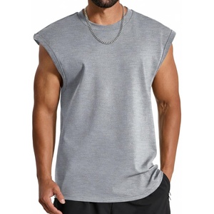 COOFANDY Men Workout Tank Tops Cotton Sleeveless T Shirts Gym Muscle Tee | Oversized Cut Off Shirt, Soft Comfortable Fabric, Basketball Sleeveless Tee Loose Fit for Summer Sport, Stylish Streetwear(Light Grey)