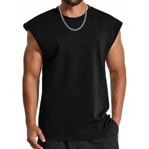 COOFANDY Men Workout Tank Tops Cotton Sleeveless T Shirts Gym Muscle Tee | Oversized Cut Off Shirt, Soft Comfortable Fabric, Basketball Sleeveless Tee Loose Fit for Summer Sport, Stylish Streetwear(Black)