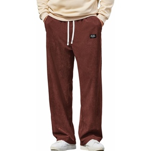 COOFANDY Mens Casual Corduroy Pants Baggy Sweatpants Loose Fit Wide Leg | Elastic Waist, Drawstring, Relaxed fit, Straight Leg, Deep Side Pockets, Midweight Corduroy Fabric, Fall Winter Fashion(Reddish Brown)