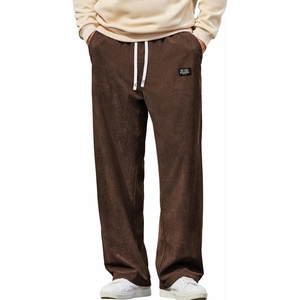 COOFANDY Mens Casual Corduroy Pants Baggy Sweatpants Loose Fit Wide Leg | Elastic Waist, Drawstring, Relaxed fit, Straight Leg, Deep Side Pockets, Midweight Corduroy Fabric, Fall Winter Fashion(Dark Brown)