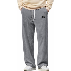 COOFANDY Mens Casual Corduroy Pants Baggy Sweatpants Loose Fit Wide Leg | Elastic Waist, Drawstring, Relaxed fit, Straight Leg, Deep Side Pockets, Midweight Corduroy Fabric, Fall Winter Fashion(Dark Grey)