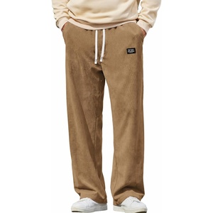 COOFANDY Mens Casual Corduroy Pants Baggy Sweatpants Loose Fit Wide Leg | Elastic Waist, Drawstring, Relaxed fit, Straight Leg, Deep Side Pockets, Midweight Corduroy Fabric, Fall Winter Fashion(Brown)