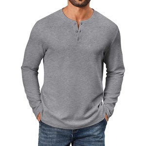 COOFANDY Men’s Waffle Henley Shirts Long Sleeve Casual Basic T-Shirt Lightweight Knit Pullover Shirt(Dark Grey)