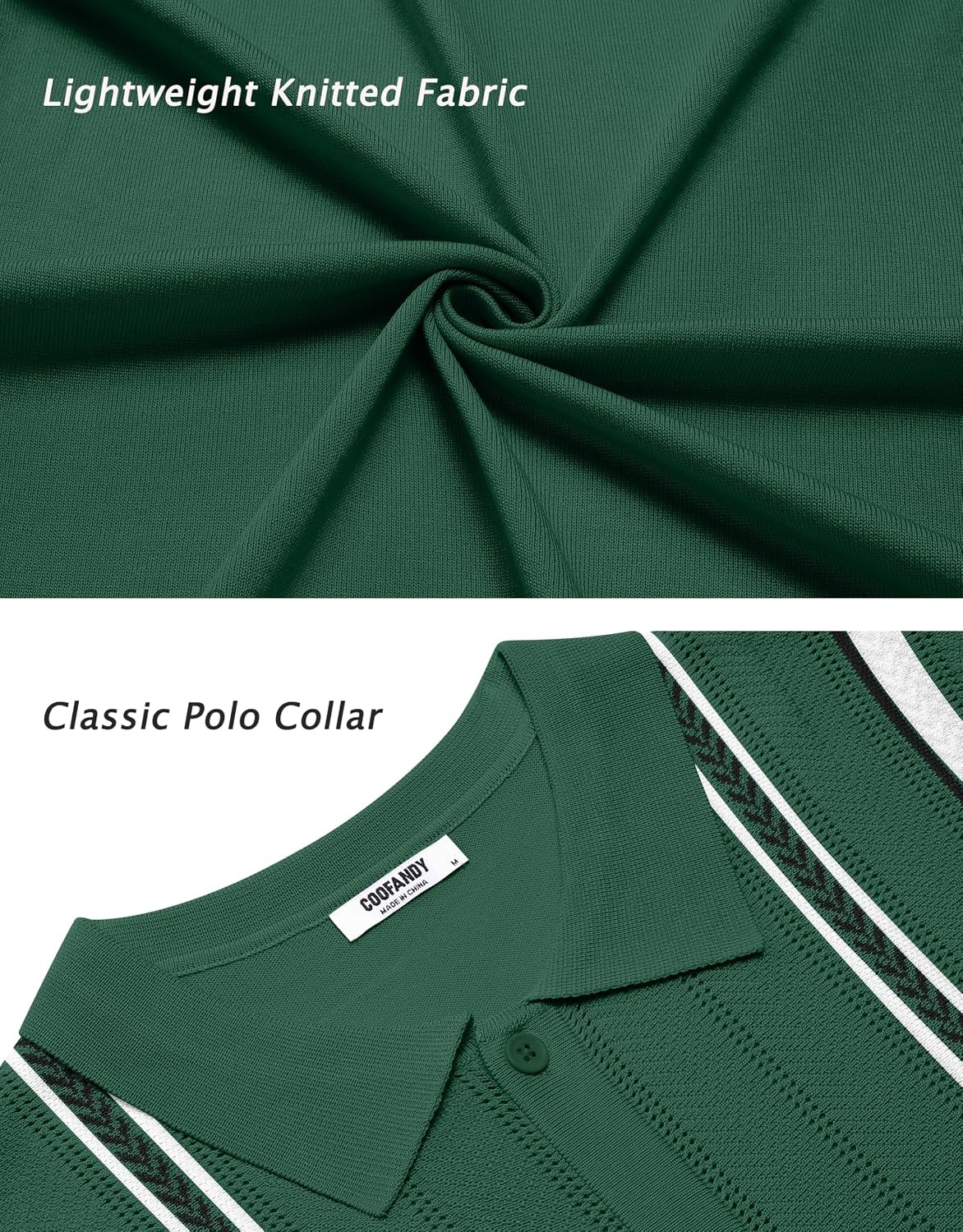 image:imageCOOFANDY Knit Shirts for Men Casual Short Sleeve Button Down Shirts Summer Beach Stretch Fit Collared ShirtsDark Green