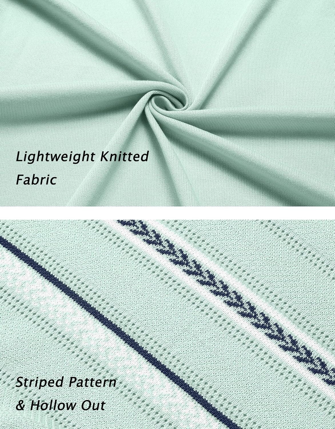 image:imageCOOFANDY Knit Shirts for Men Casual Short Sleeve Button Down Shirts Summer Beach Stretch Fit Collared ShirtsMint Green