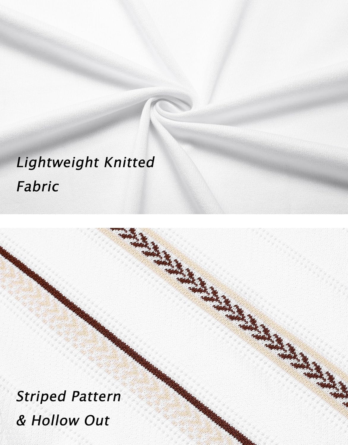 image:imageCOOFANDY Knit Shirts for Men Casual Short Sleeve Button Down Shirts Summer Beach Stretch Fit Collared ShirtsWhite