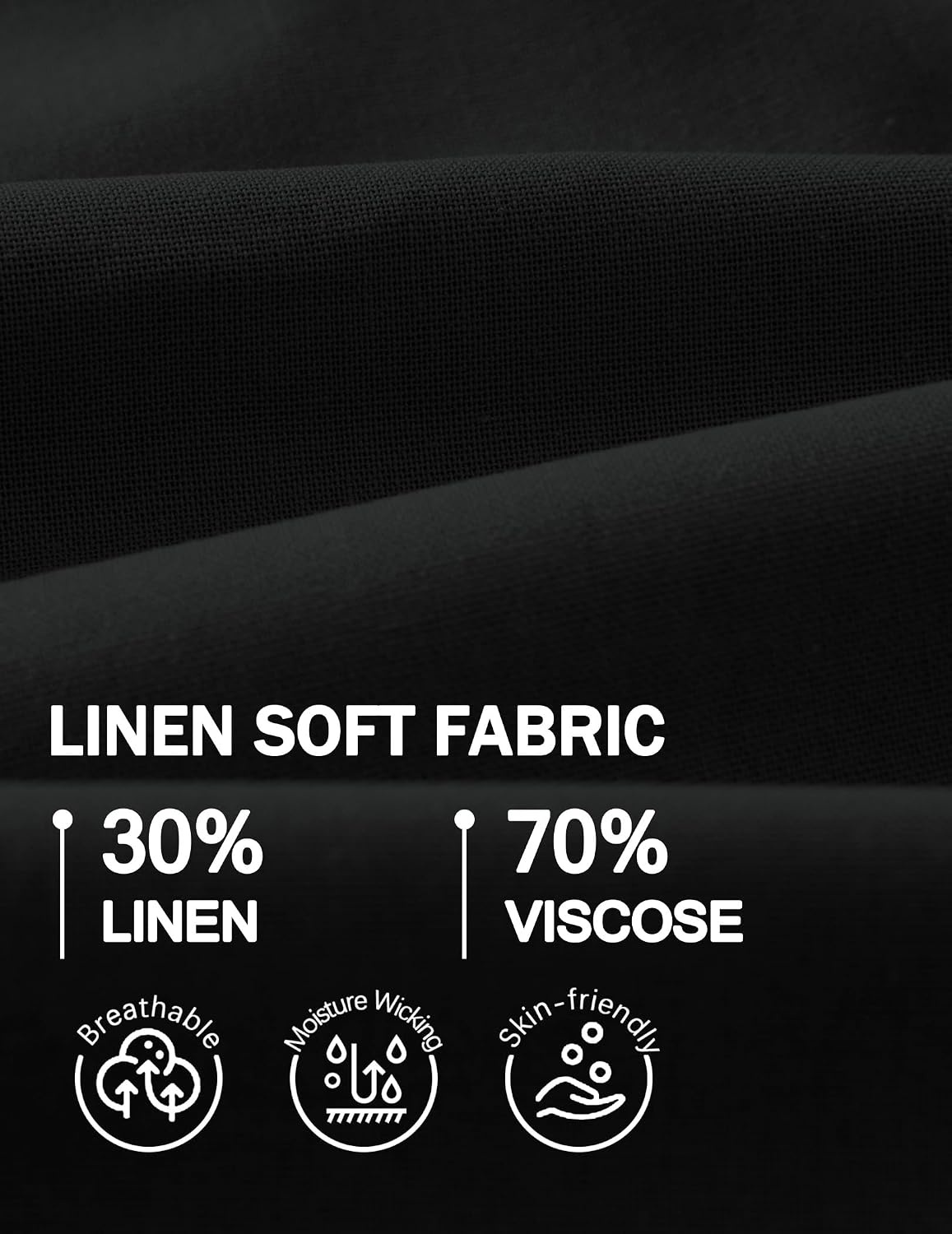 image:imageCOOFANDY Men Linen Beach Shorts Casual Drawstring Summer Vacation Shorts Elastic Waist Lightweight Stretch Short 9 Inch Inseam Slim Fit Holiday Vacation Shorts Flat Front Short Hawaiian StyleBlack