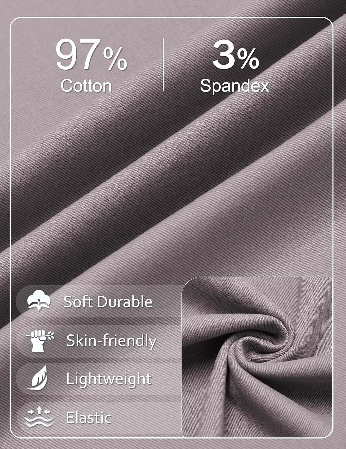 image:imageCOOFANDY Men Short Casual 9 Lightweight Cotton Comfort Stretch Dress Short Stretch Chino Short Lightweight Cotton Summer Shorts Breathable Elastic Waist Flat Front Stretch Dress Shorts Flat FrontLight Gray