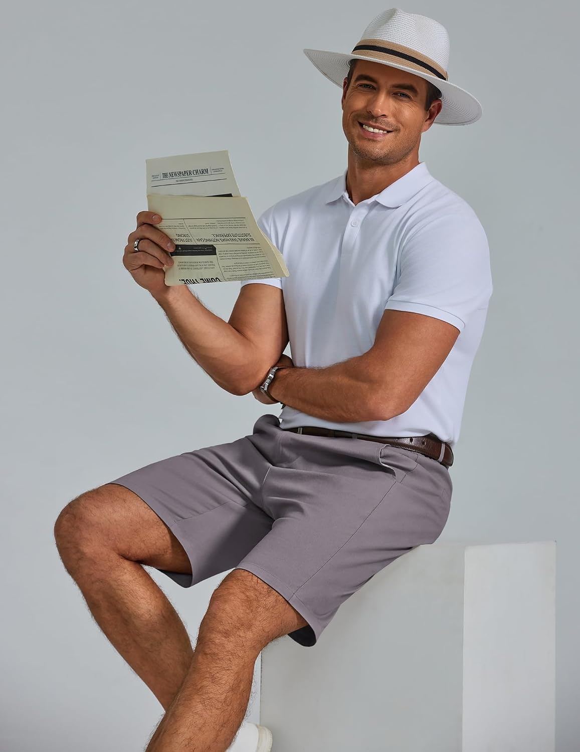 image:imageCOOFANDY Men Short Casual 9 Lightweight Cotton Comfort Stretch Dress Short Stretch Chino Short Lightweight Cotton Summer Shorts Breathable Elastic Waist Flat Front Stretch Dress Shorts Flat FrontDark Gray