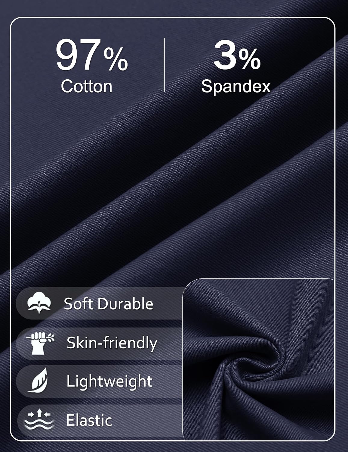 image:imageCOOFANDY Men Short Casual 9 Lightweight Cotton Comfort Stretch Dress Short Stretch Chino Short Lightweight Cotton Summer Shorts Breathable Elastic Waist Flat Front Stretch Dress Shorts Flat FrontNavy