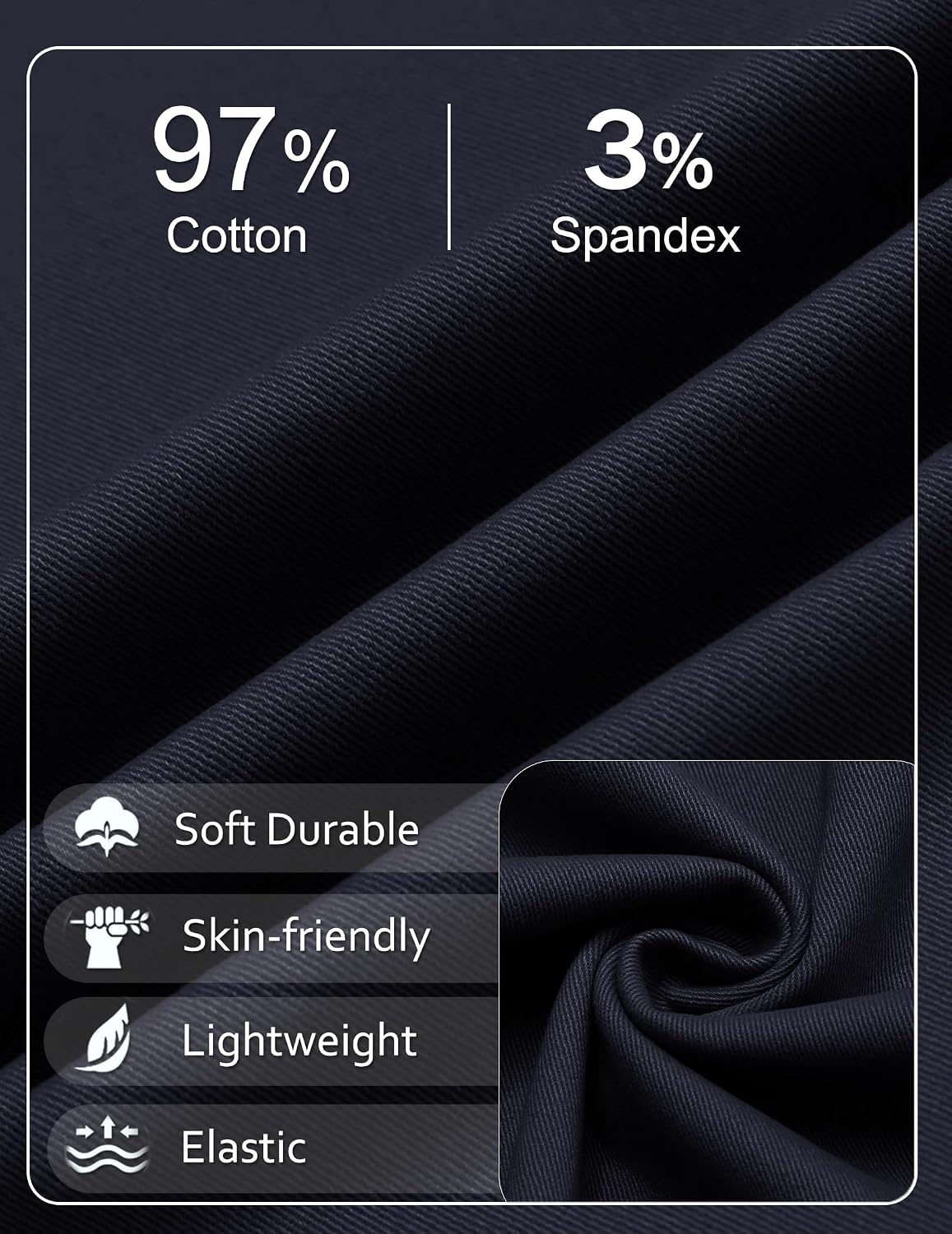 image:imageCOOFANDY Men Short Casual 9 Lightweight Cotton Comfort Stretch Dress Short Stretch Chino Short Lightweight Cotton Summer Shorts Breathable Elastic Waist Flat Front Stretch Dress Shorts Flat FrontNavy Blue
