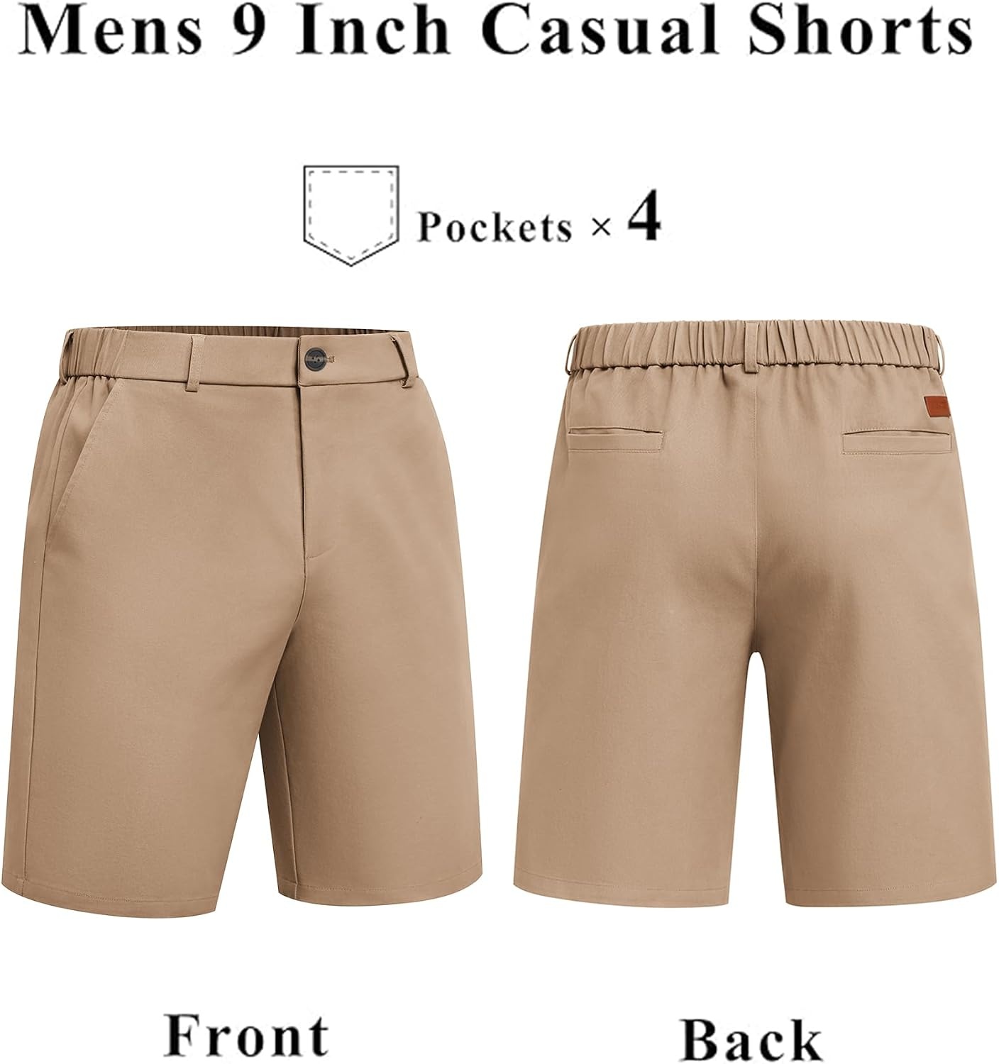 image:imageCOOFANDY Men Short Casual 9 Lightweight Cotton Comfort Stretch Dress Short Stretch Chino Short Lightweight Cotton Summer Shorts Breathable Elastic Waist Flat Front Stretch Dress Shorts Flat FrontKhaki