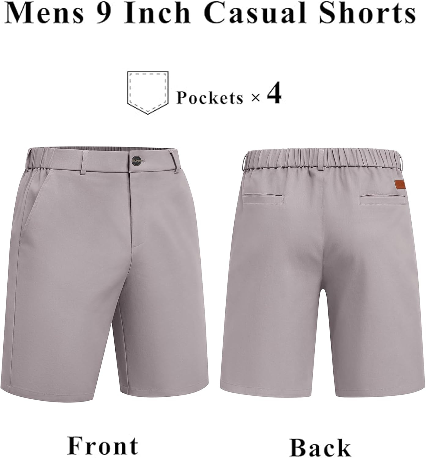 image:imageCOOFANDY Men Short Casual 9 Lightweight Cotton Comfort Stretch Dress Short Stretch Chino Short Lightweight Cotton Summer Shorts Breathable Elastic Waist Flat Front Stretch Dress Shorts Flat FrontLight Gray