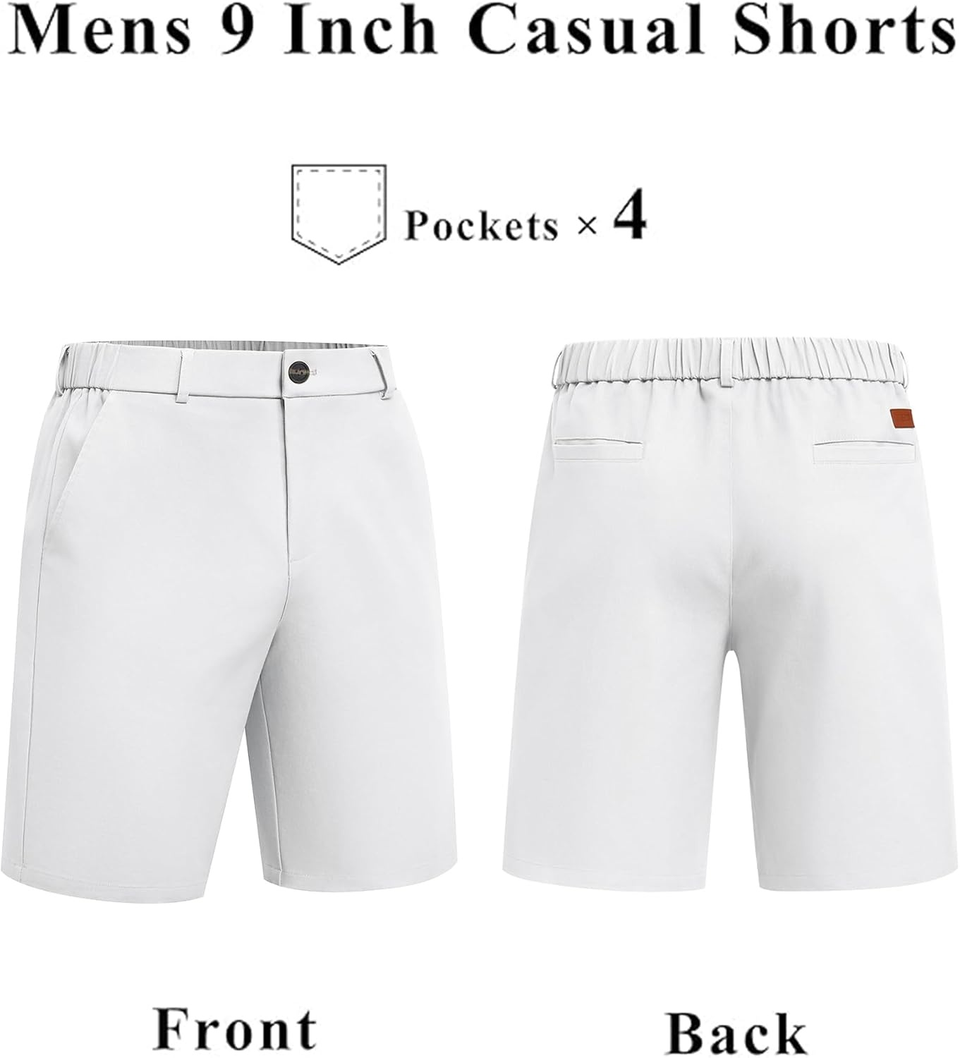 image:imageCOOFANDY Men Short Casual 9 Lightweight Cotton Comfort Stretch Dress Short Stretch Chino Short Lightweight Cotton Summer Shorts Breathable Elastic Waist Flat Front Stretch Dress Shorts Flat FrontWhite