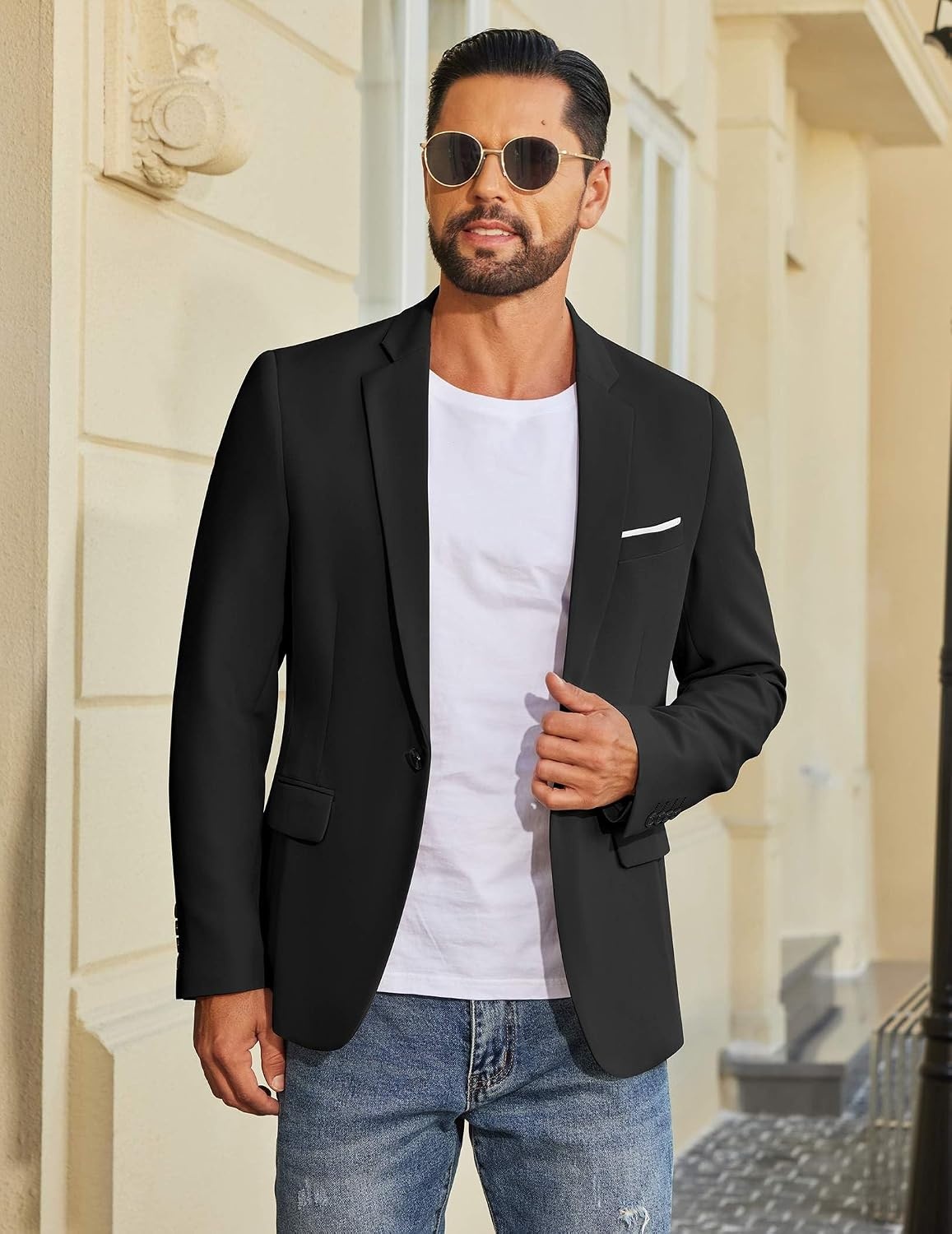 image:imageCOOFANDY Mens Blazer Casual Sport Coats and Blazers Lightweight One Button Suit JacketBlack