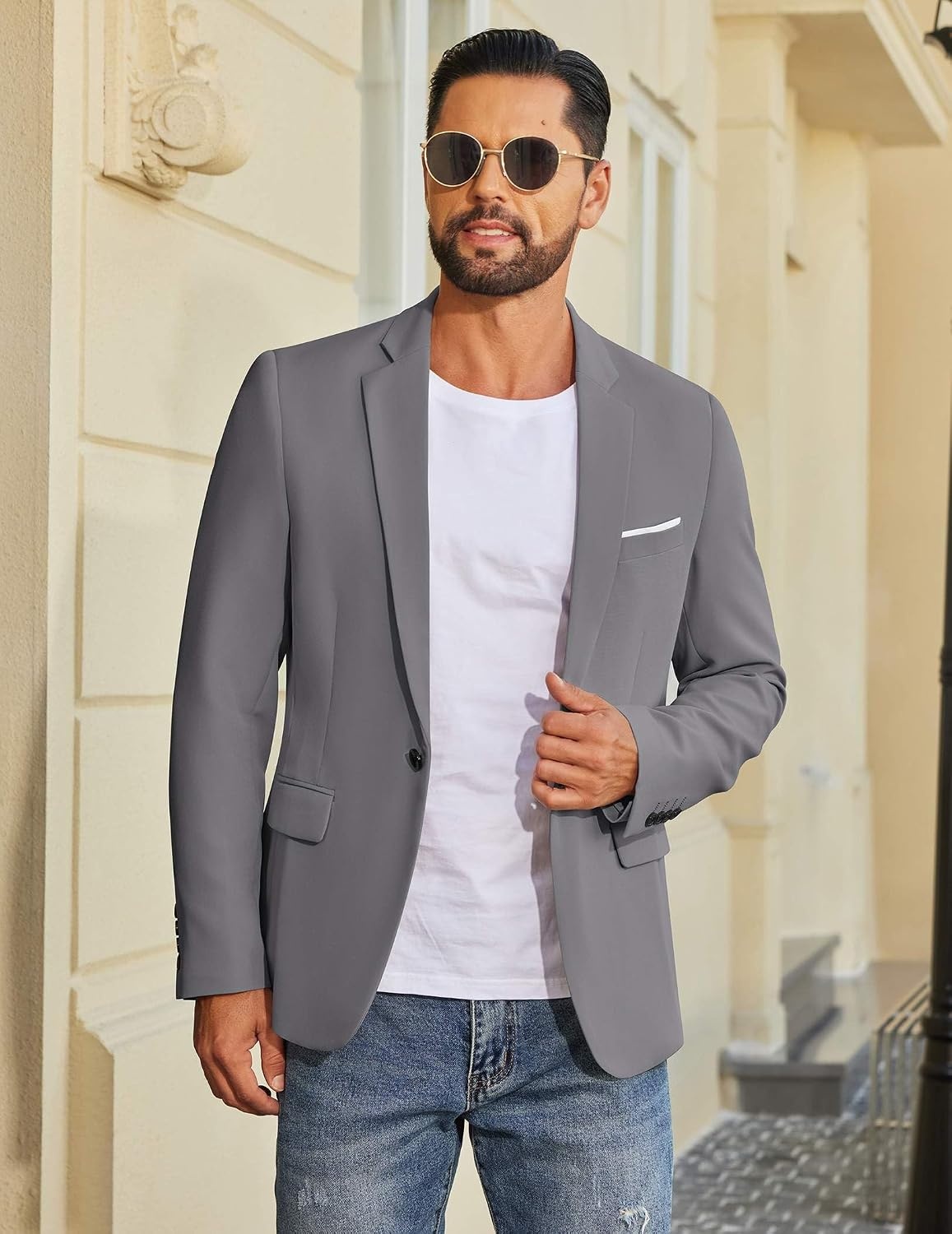 image:imageCOOFANDY Mens Blazer Casual Sport Coats and Blazers Lightweight One Button Suit JacketGray