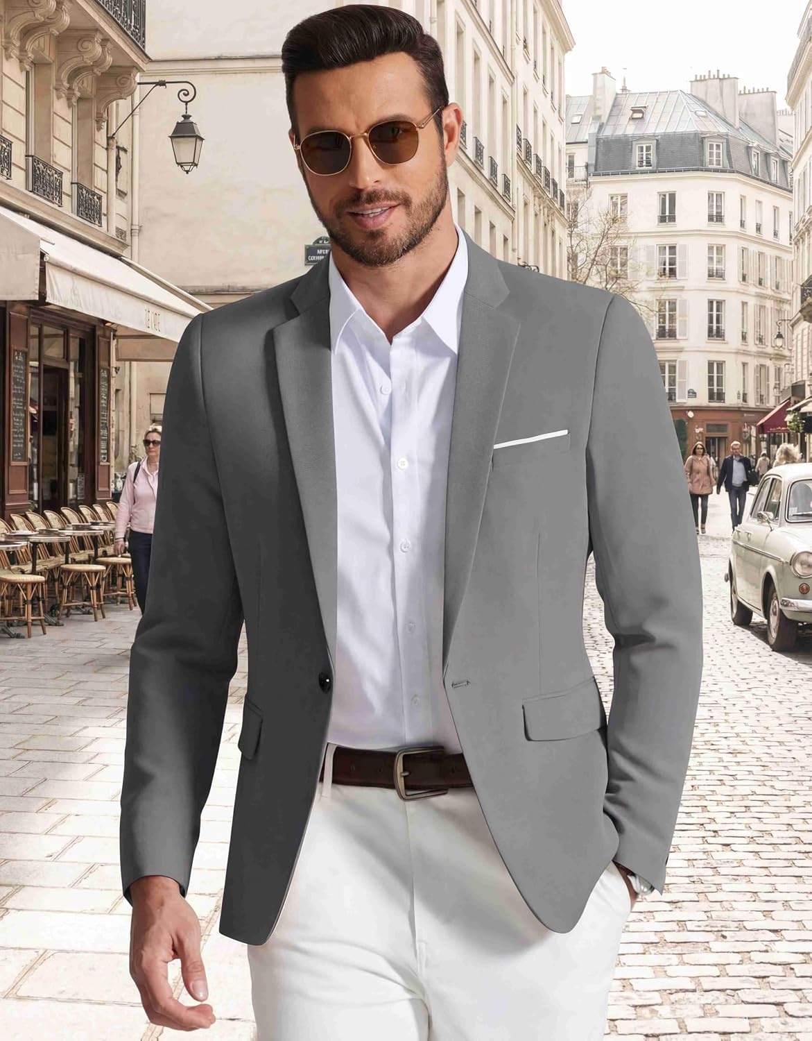 image:imageCOOFANDY Mens Blazer Casual Sport Coats and Blazers Lightweight One Button Suit JacketGray