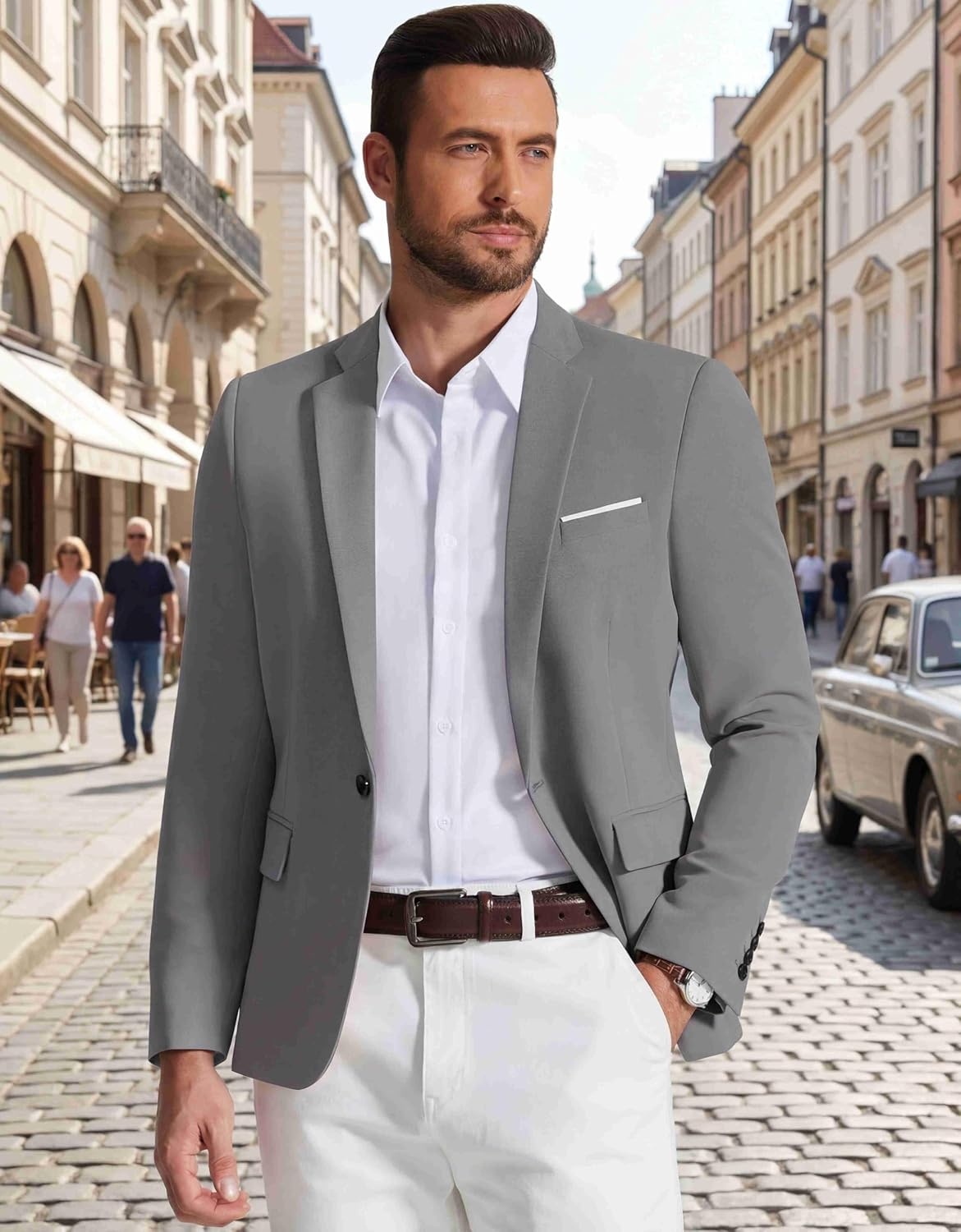 image:imageCOOFANDY Mens Blazer Casual Sport Coats and Blazers Lightweight One Button Suit JacketGray