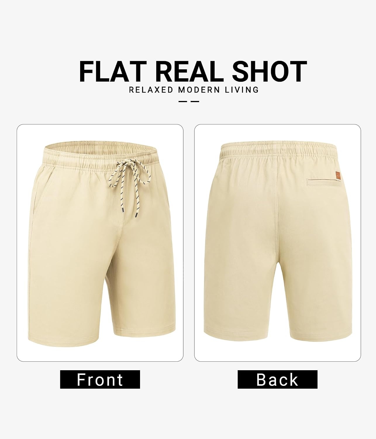 image:imageCOOFANDY Mens Casual Shorts Cotton Drawstring 9 inch Chino Shorts Stretch Elastic Waist Summer Beach Golf ShortsBeige