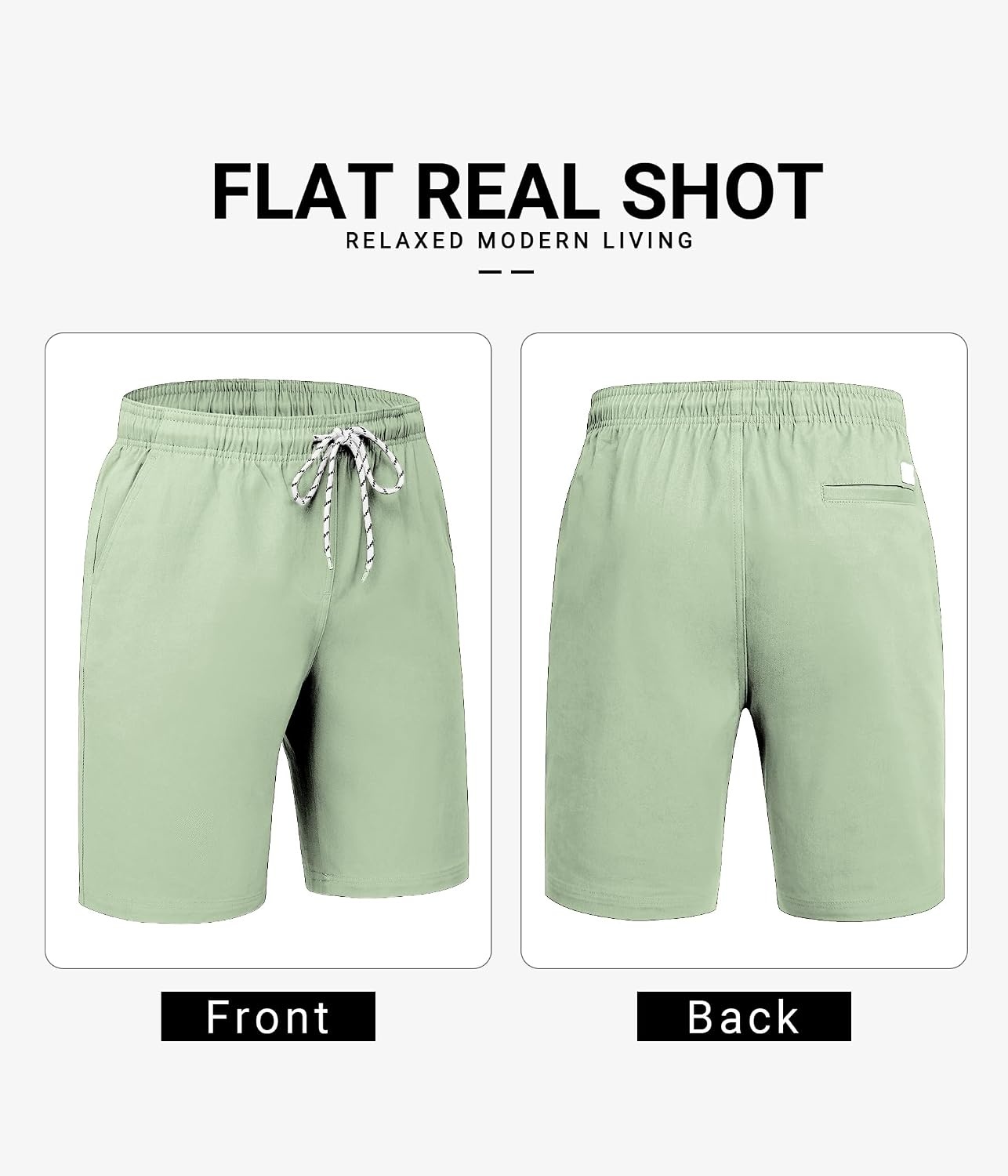 image:imageCOOFANDY Mens Casual Shorts Cotton Drawstring 9 inch Chino Shorts Stretch Elastic Waist Summer Beach Golf ShortsLight Green