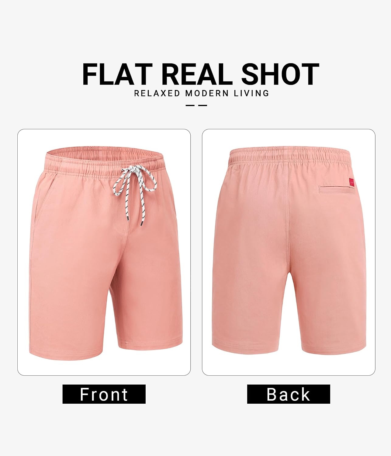 image:imageCOOFANDY Mens Casual Shorts Cotton Drawstring 9 inch Chino Shorts Stretch Elastic Waist Summer Beach Golf ShortsPink