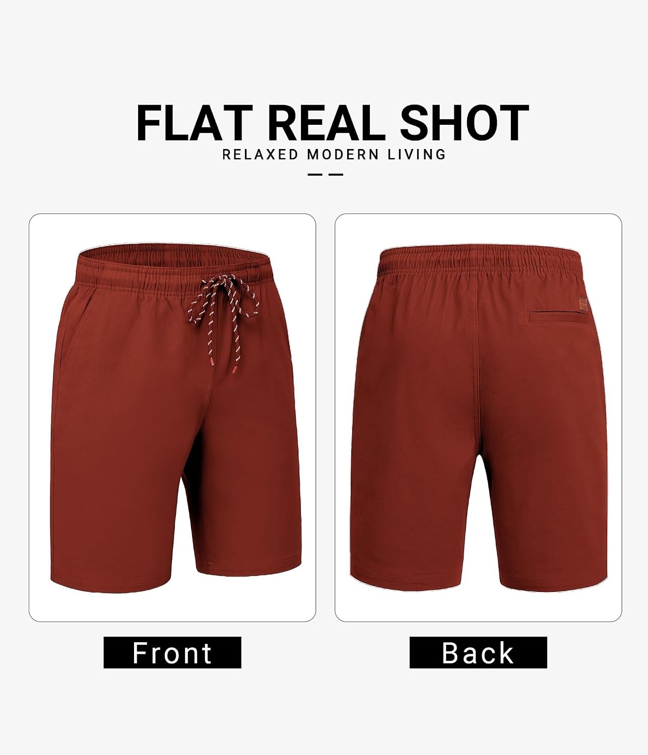 image:imageCOOFANDY Mens Casual Shorts Cotton Drawstring 9 inch Chino Shorts Stretch Elastic Waist Summer Beach Golf ShortsRed