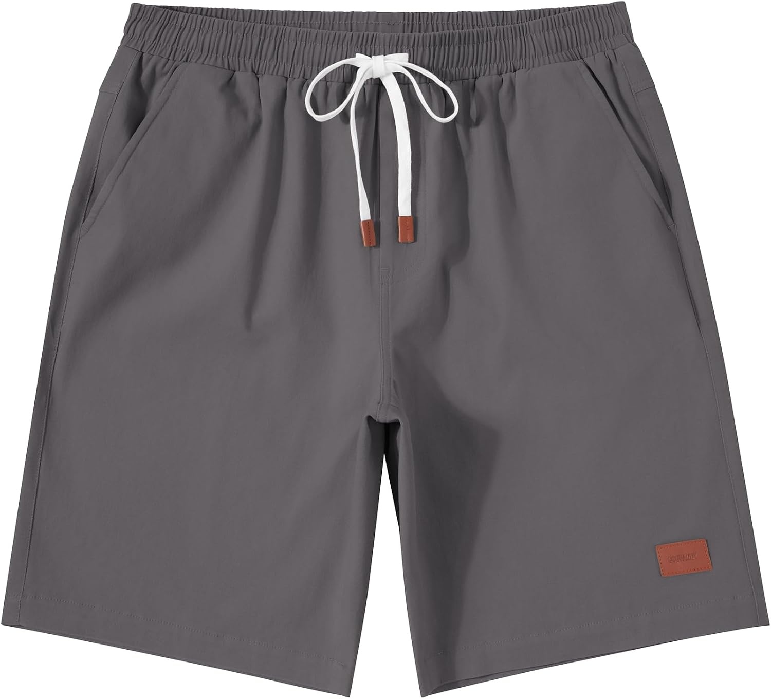 image:imageCOOFANDY Mens Cotton Chino Shorts 9 Inch Casual Shorts Summer Beach Shorts Stretch Twill ComfortElastic Waist with LeatherTipped Drawstring4 PocketsRelaxed FitEasy Movement for Active DaysDark Gray