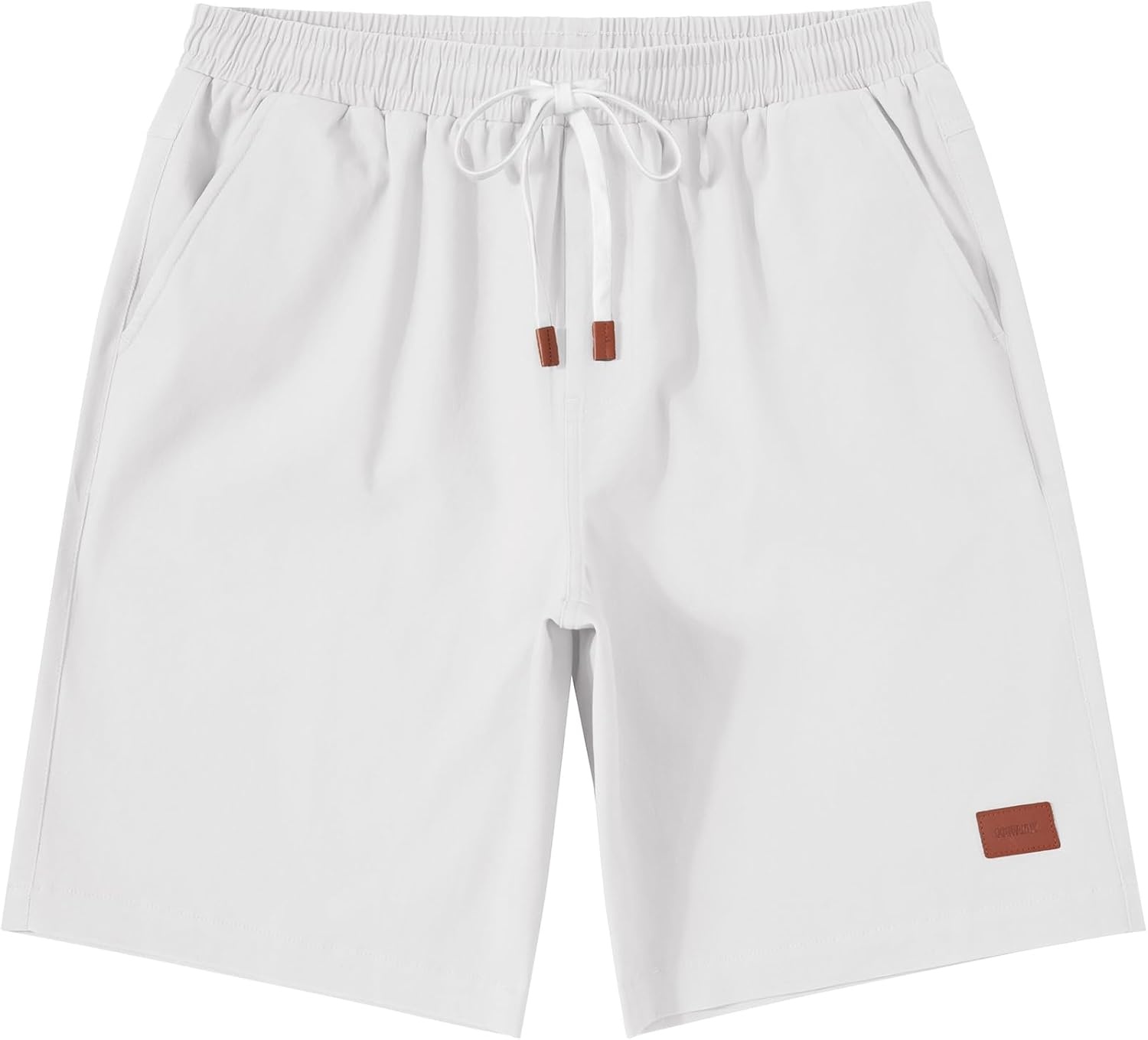 image:imageCOOFANDY Mens Cotton Chino Shorts 9 Inch Casual Shorts Summer Beach Shorts Stretch Twill ComfortElastic Waist with LeatherTipped Drawstring4 PocketsRelaxed FitEasy Movement for Active DaysWhite