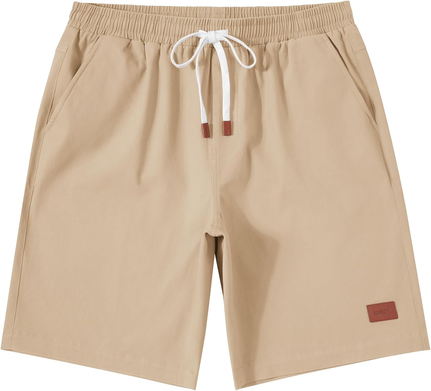 image:imageCOOFANDY Mens Cotton Chino Shorts 9 Inch Casual Shorts Summer Beach Shorts Stretch Twill ComfortElastic Waist with LeatherTipped Drawstring4 PocketsRelaxed FitEasy Movement for Active DaysKhaki