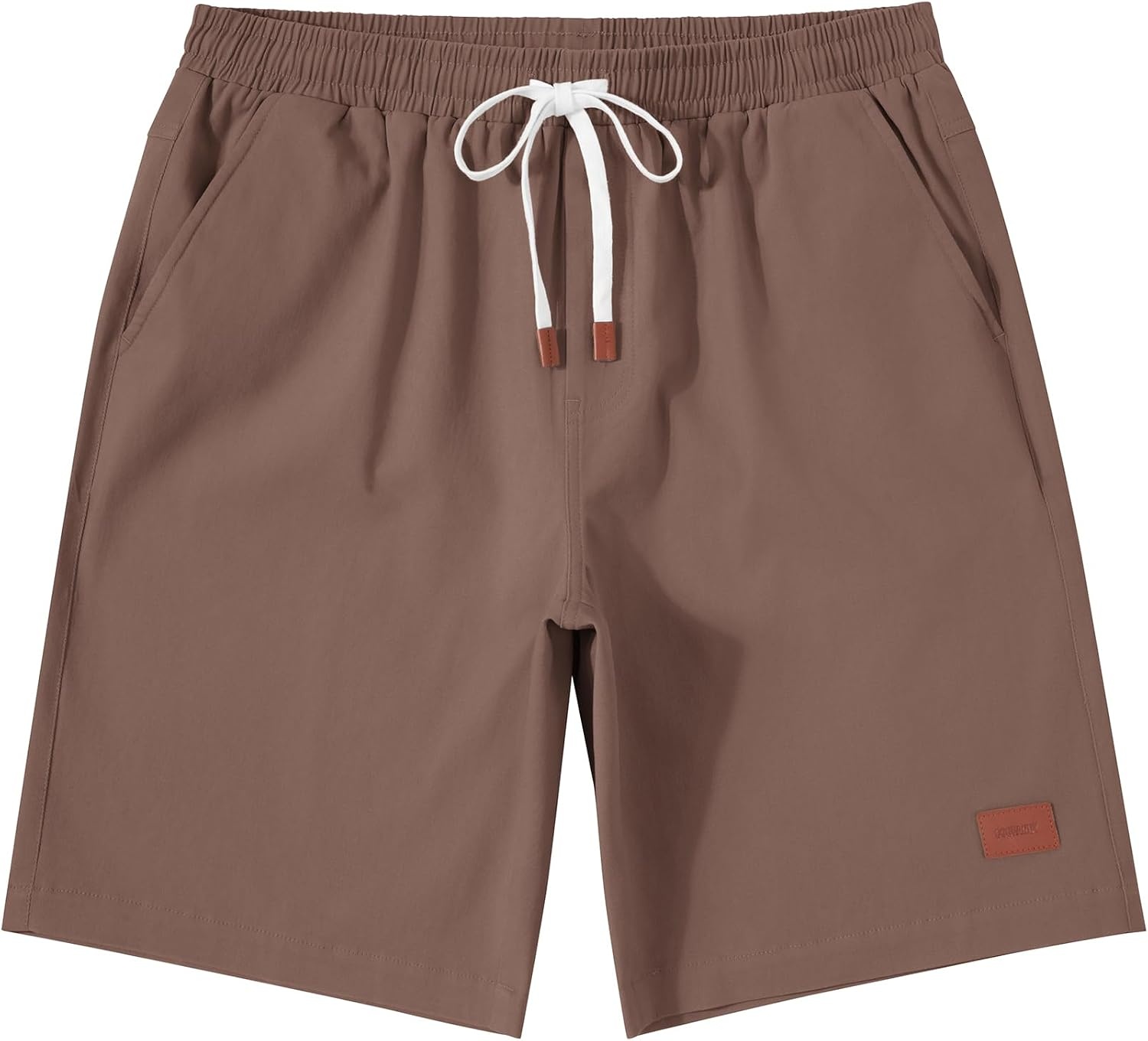 image:imageCOOFANDY Mens Cotton Chino Shorts 9 Inch Casual Shorts Summer Beach Shorts Stretch Twill ComfortElastic Waist with LeatherTipped Drawstring4 PocketsRelaxed FitEasy Movement for Active DaysBrown