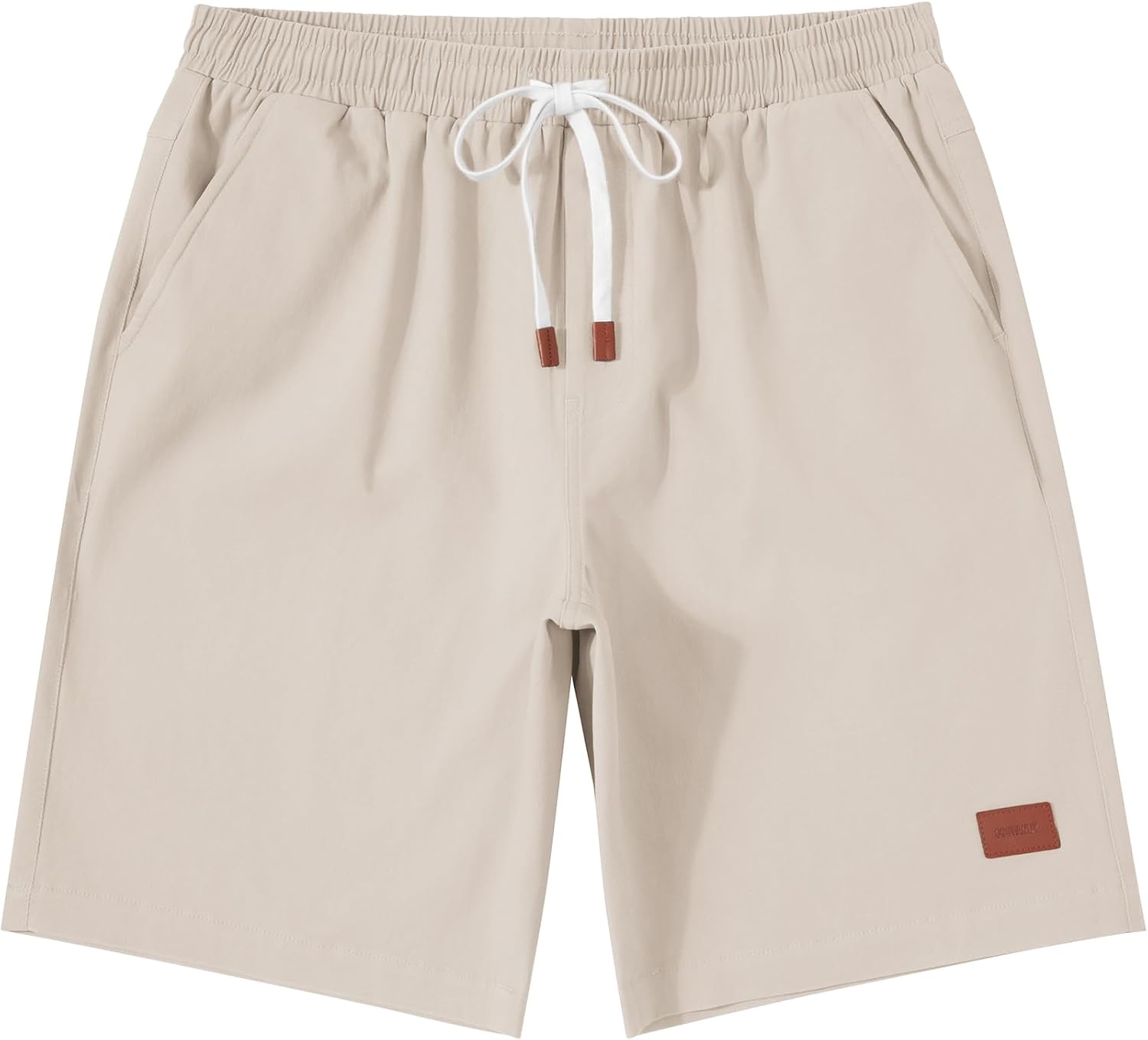 image:imageCOOFANDY Mens Cotton Chino Shorts 9 Inch Casual Shorts Summer Beach Shorts Stretch Twill ComfortElastic Waist with LeatherTipped Drawstring4 PocketsRelaxed FitEasy Movement for Active DaysLight Khaki