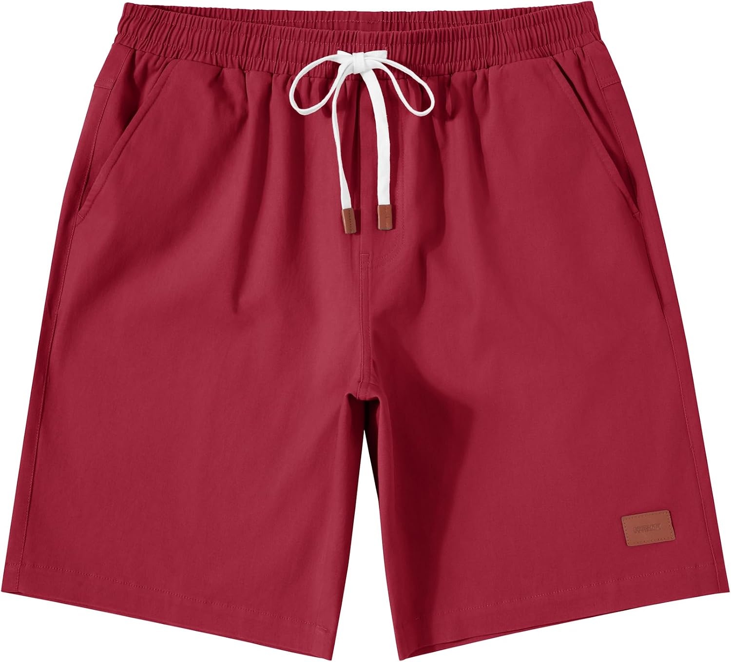 image:imageCOOFANDY Mens Cotton Chino Shorts 9 Inch Casual Shorts Summer Beach Shorts Stretch Twill ComfortElastic Waist with LeatherTipped Drawstring4 PocketsRelaxed FitEasy Movement for Active DaysRed