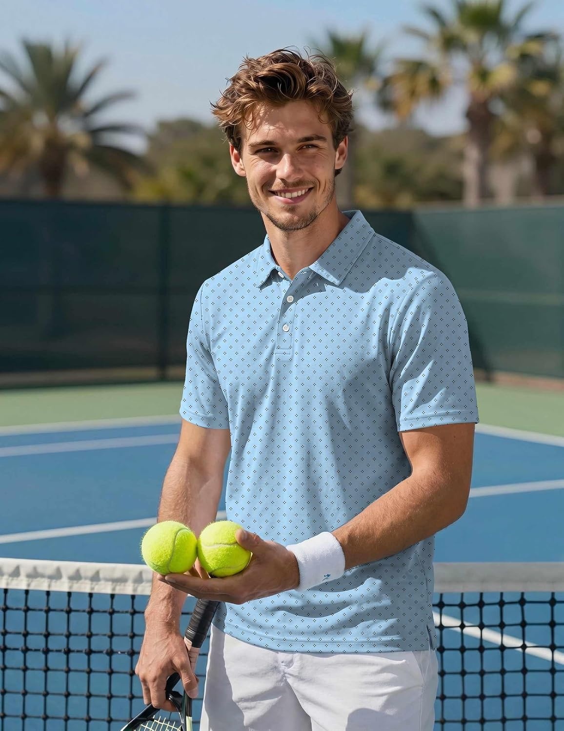 image:imageCOOFANDY Mens Golf Polo Shirts Short Sleeve Quick Dry Moisture Wicking Performance Collared Golf Shirt for MenMicro Geometric