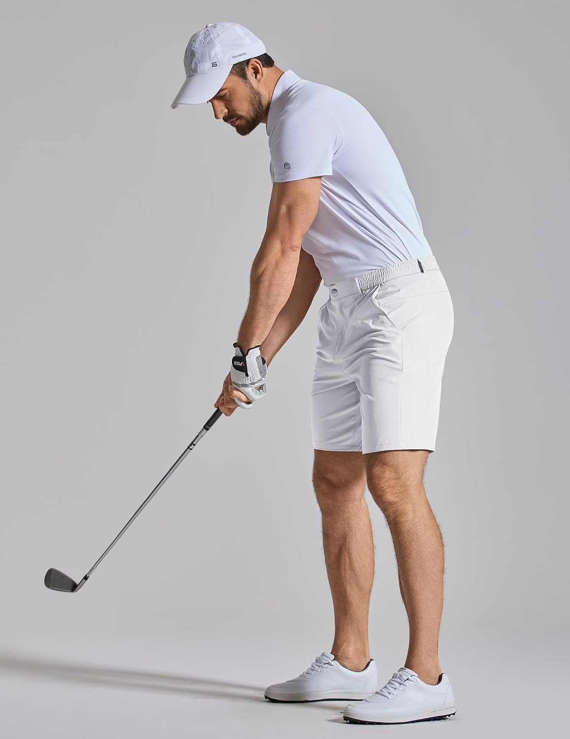 image:imageCOOFANDY Mens Golf Shorts 7 Lightweight Elastic Waistband Casual Shorts Stretch Shorts for Men Zipper Pockets Quick Dry Durable and AntiPilling Summer Beach ShortsWhite
