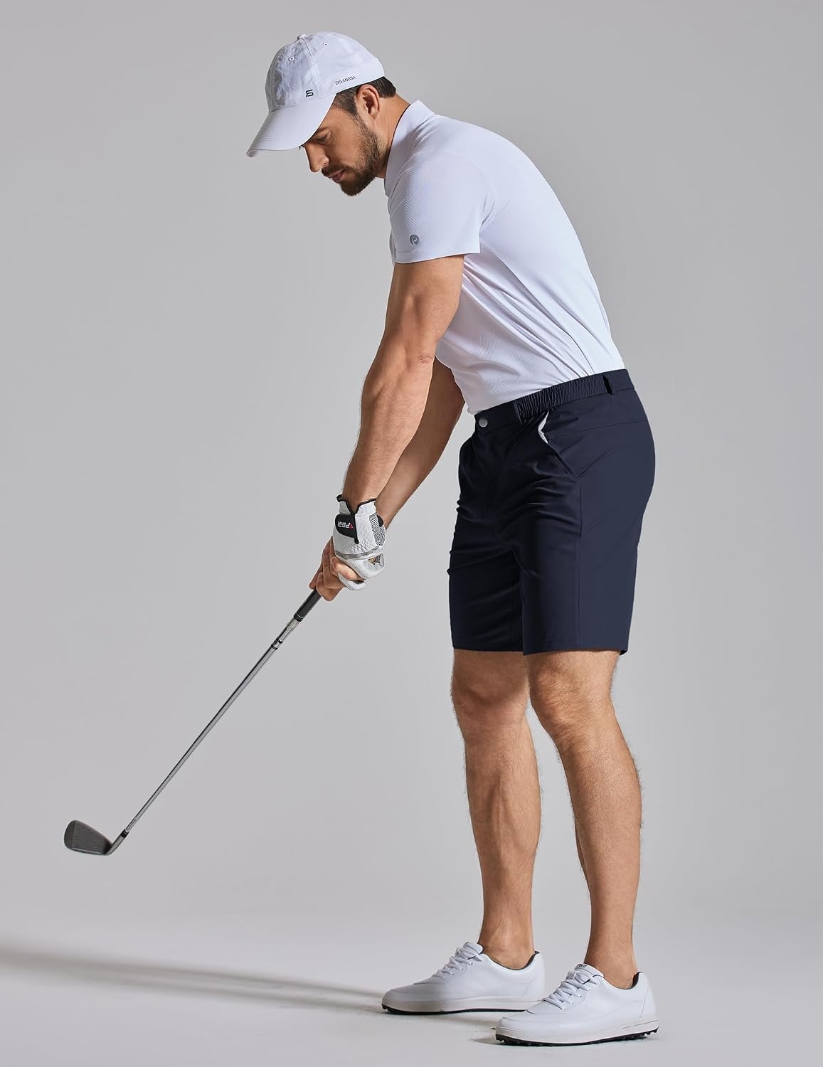 image:imageCOOFANDY Mens Golf Shorts 7 Lightweight Elastic Waistband Casual Shorts Stretch Shorts for Men Zipper Pockets Quick Dry Durable and AntiPilling Summer Beach ShortsNavy Blue