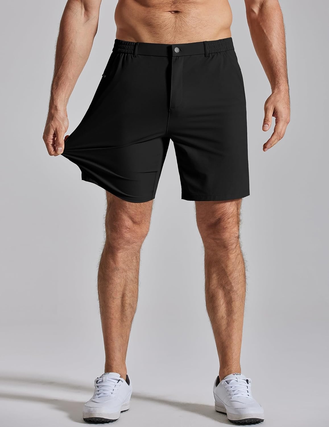 image:imageCOOFANDY Mens Golf Shorts 7 Lightweight Elastic Waistband Casual Shorts Stretch Shorts for Men Zipper Pockets Quick Dry Durable and AntiPilling Summer Beach ShortsBlack