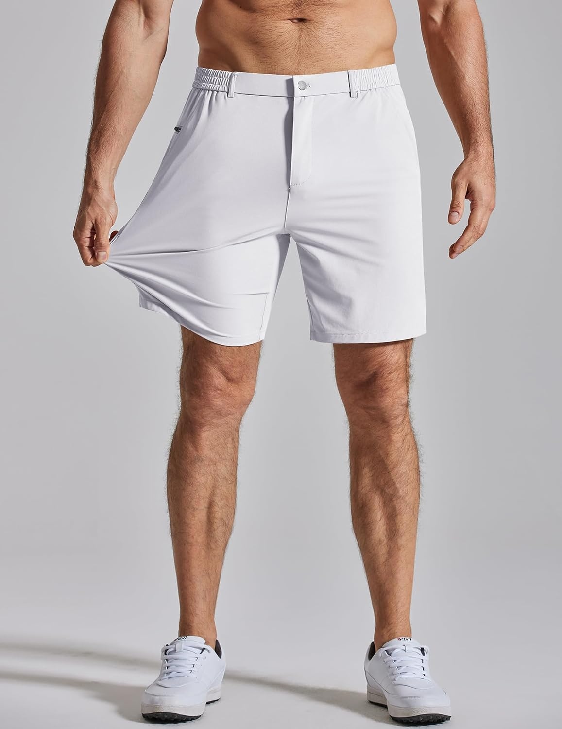 image:imageCOOFANDY Mens Golf Shorts 7 Lightweight Elastic Waistband Casual Shorts Stretch Shorts for Men Zipper Pockets Quick Dry Durable and AntiPilling Summer Beach ShortsWhite