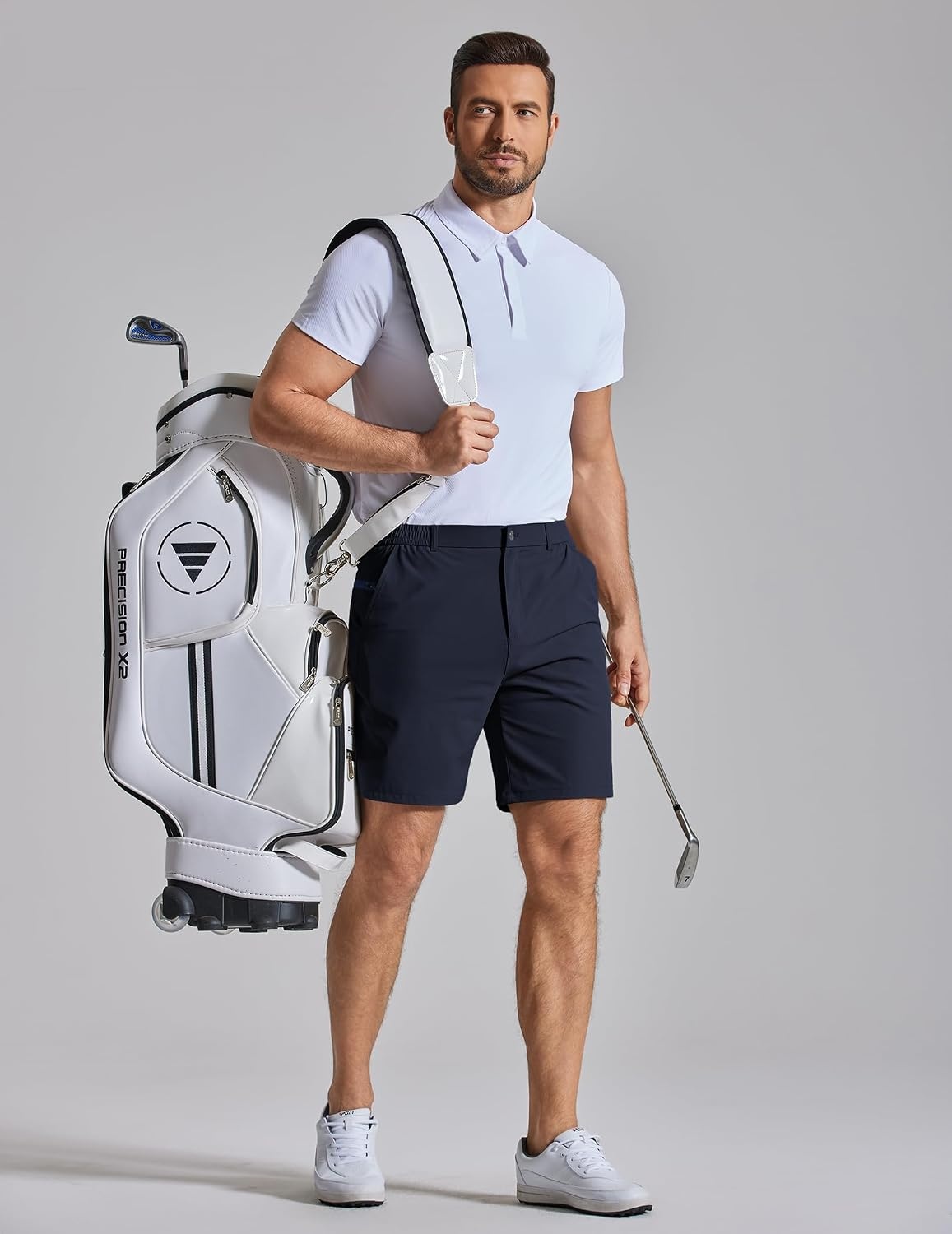 image:imageCOOFANDY Mens Golf Shorts 7 Lightweight Elastic Waistband Casual Shorts Stretch Shorts for Men Zipper Pockets Quick Dry Durable and AntiPilling Summer Beach ShortsNavy Blue