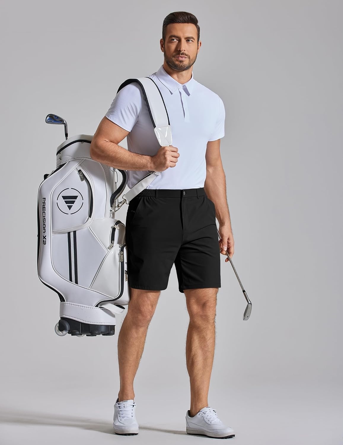 image:imageCOOFANDY Mens Golf Shorts 7 Lightweight Elastic Waistband Casual Shorts Stretch Shorts for Men Zipper Pockets Quick Dry Durable and AntiPilling Summer Beach ShortsBlack