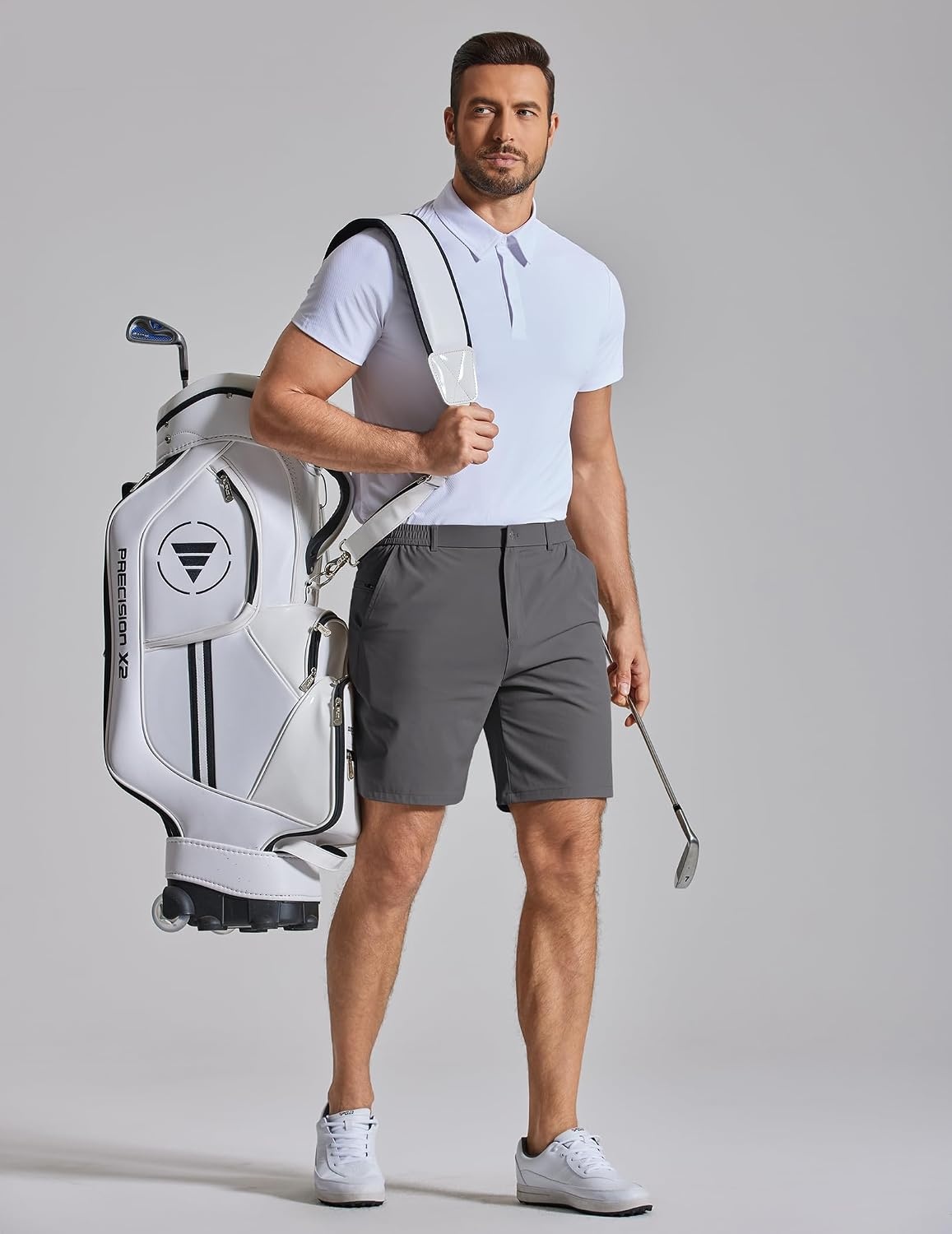 image:imageCOOFANDY Mens Golf Shorts 7 Lightweight Elastic Waistband Casual Shorts Stretch Shorts for Men Zipper Pockets Quick Dry Durable and AntiPilling Summer Beach ShortsDark Grey