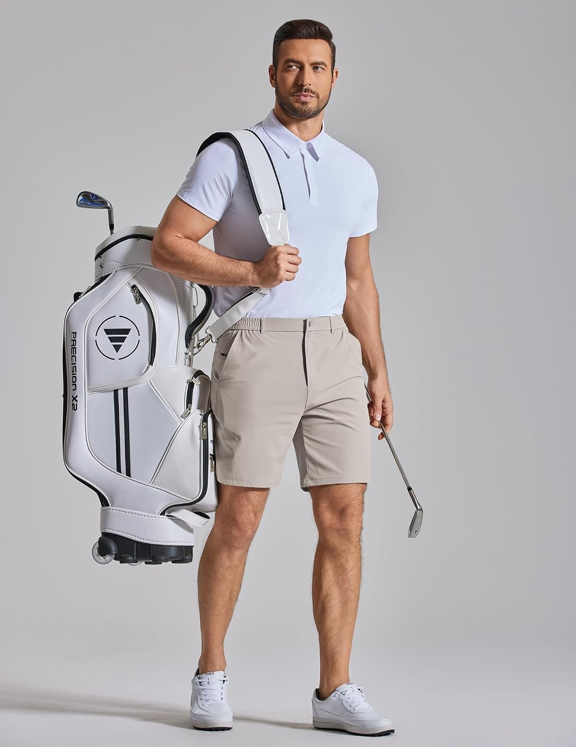 image:imageCOOFANDY Mens Golf Shorts 7 Lightweight Elastic Waistband Casual Shorts Stretch Shorts for Men Zipper Pockets Quick Dry Durable and AntiPilling Summer Beach ShortsLight Khaki