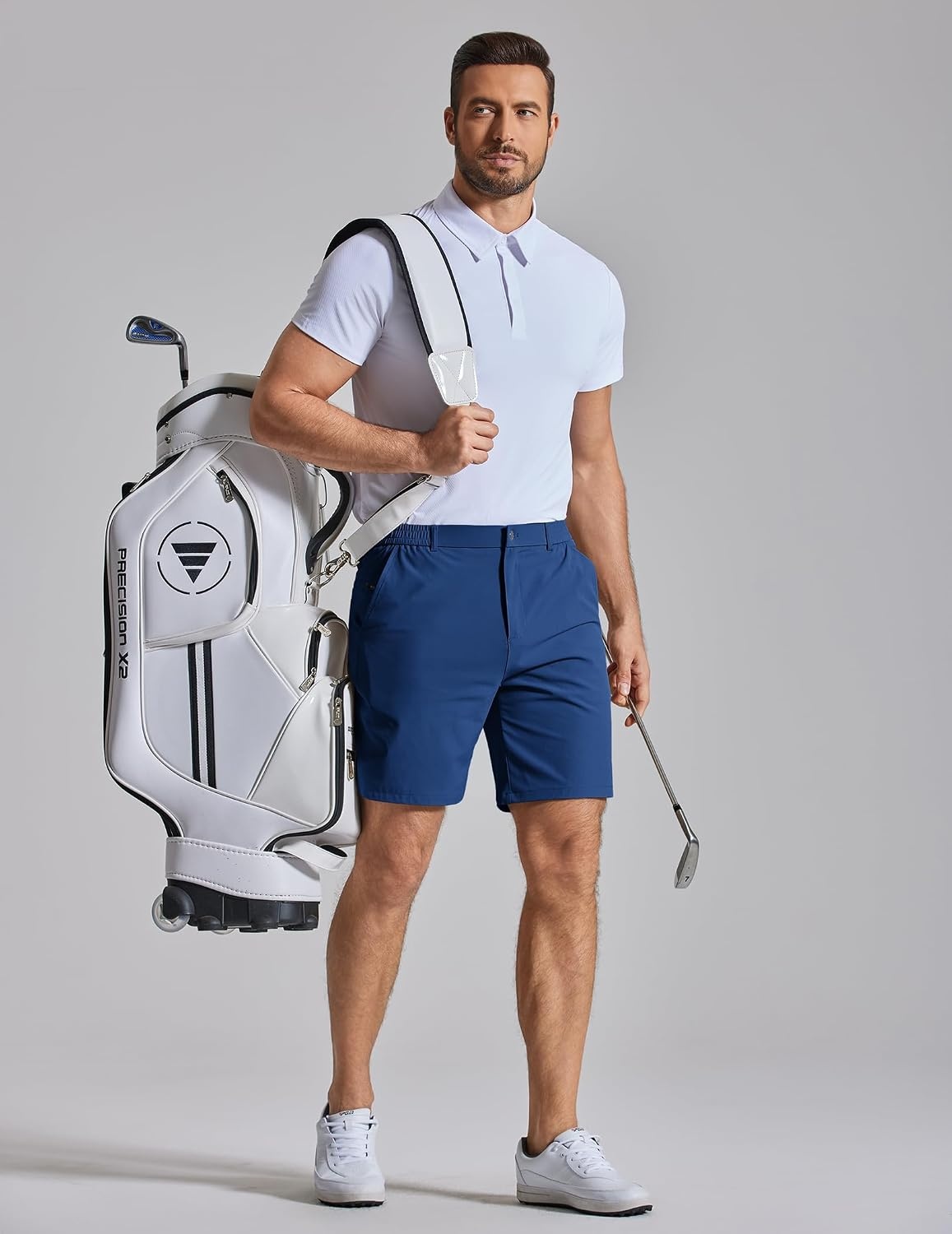 image:imageCOOFANDY Mens Golf Shorts 7 Lightweight Elastic Waistband Casual Shorts Stretch Shorts for Men Zipper Pockets Quick Dry Durable and AntiPilling Summer Beach ShortsNavy