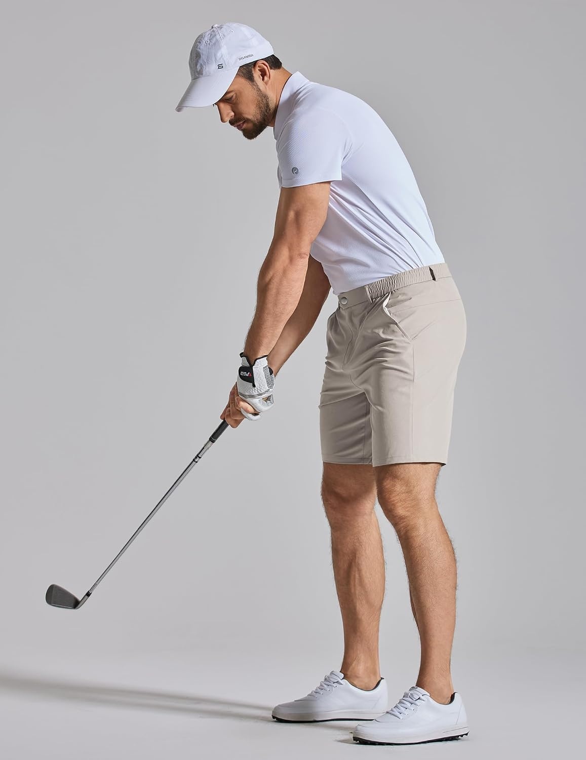 image:imageCOOFANDY Mens Golf Shorts 7 Lightweight Elastic Waistband Casual Shorts Stretch Shorts for Men Zipper Pockets Quick Dry Durable and AntiPilling Summer Beach ShortsLight Khaki