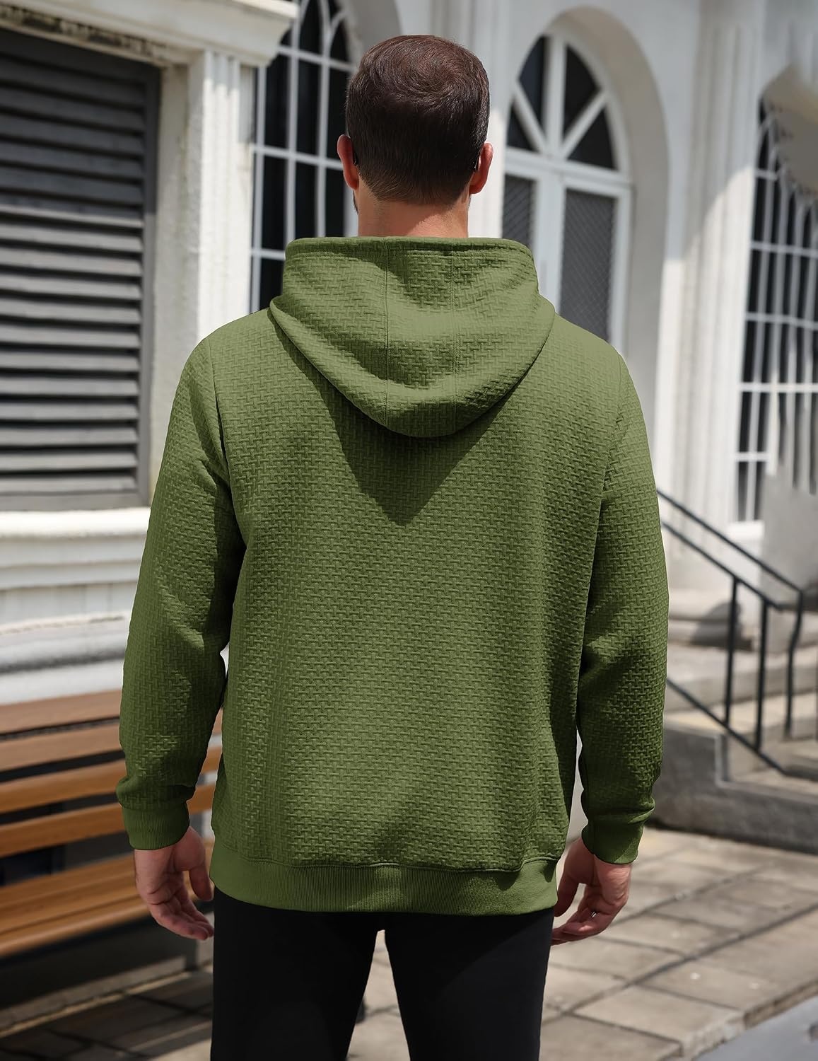 image:imageCOOFANDY Mens Hoodie Pullover Casual Hooded Sweatshirt Kangaroo Pocket Mens Hoodie Lightweight Pullover with Kangaroo Pocket Soft Knit Fabric Ideal for Casual Daily Wear Weekend TravelArmy Green