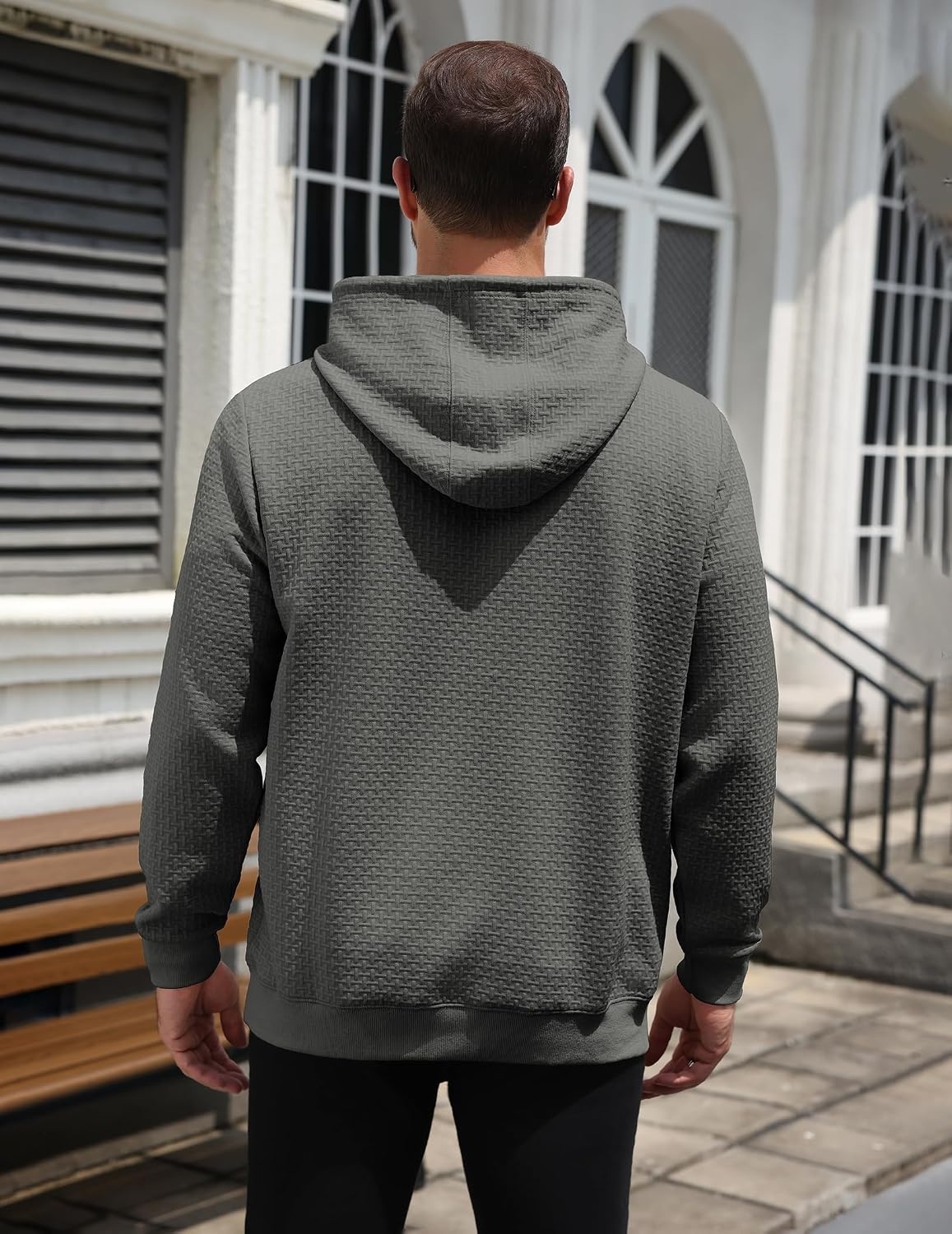 image:imageCOOFANDY Mens Hoodie Pullover Casual Hooded Sweatshirt Kangaroo Pocket Mens Hoodie Lightweight Pullover with Kangaroo Pocket Soft Knit Fabric Ideal for Casual Daily Wear Weekend TravelDark Gray
