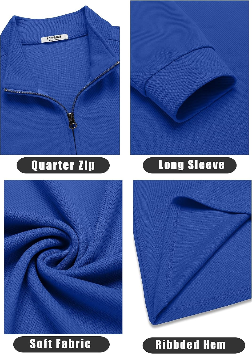 image:imageCOOFANDY Mens Quarter Zip Up Pullover Lightweight Mock Neck Sweatshirt Half ZipLightweightMock NeckCasualSoft fabricSimple and ClassicBlue