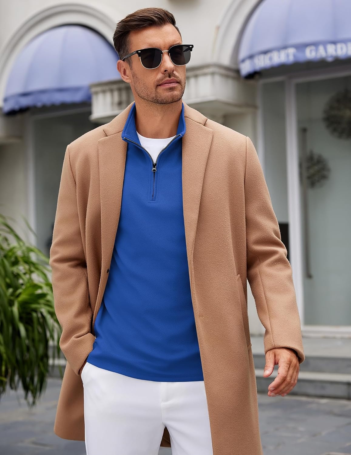 image:imageCOOFANDY Mens Quarter Zip Up Pullover Lightweight Mock Neck Sweatshirt Half ZipLightweightMock NeckCasualSoft fabricSimple and ClassicBlue