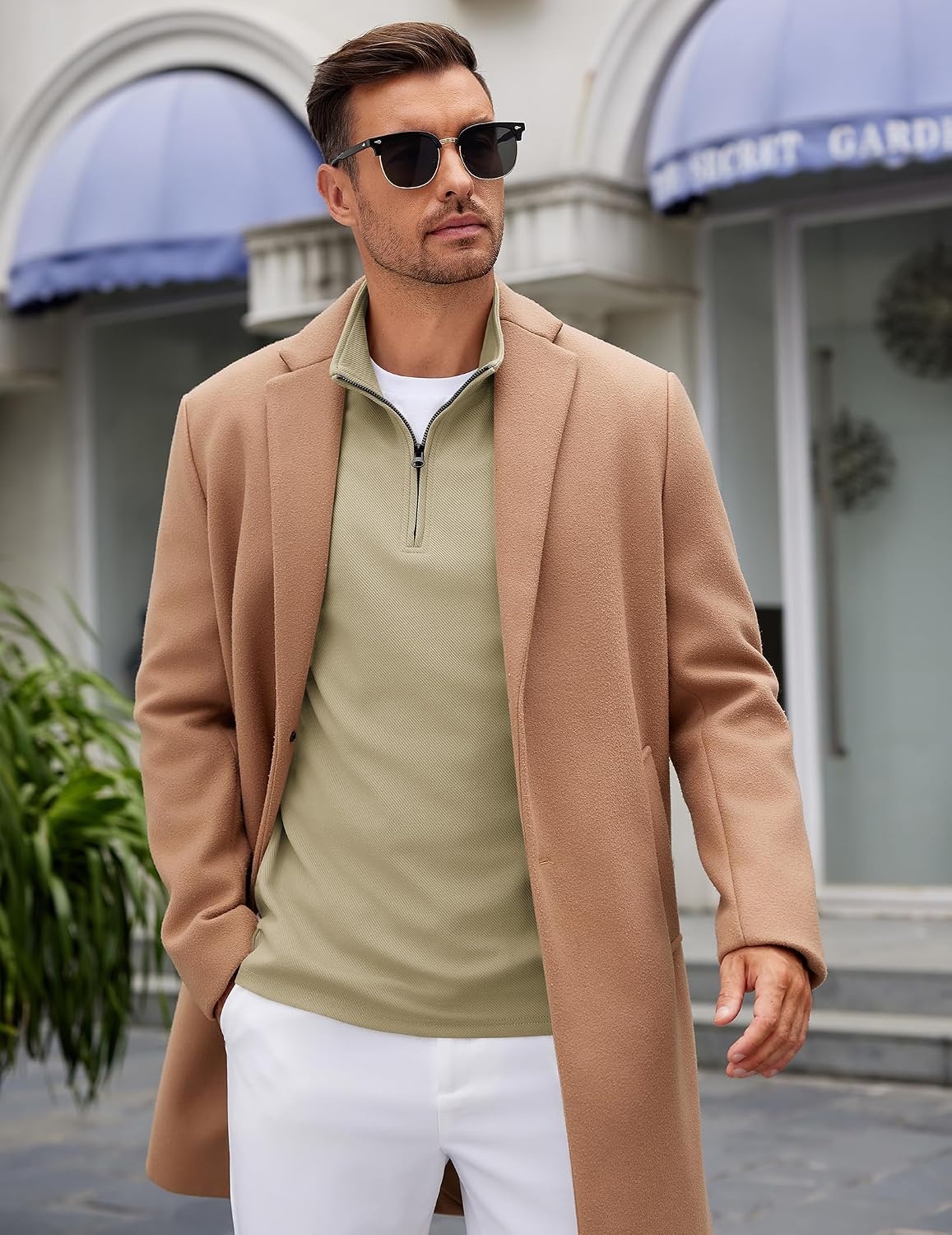 image:imageCOOFANDY Mens Quarter Zip Up Pullover Lightweight Mock Neck Sweatshirt Half ZipLightweightMock NeckCasualSoft fabricSimple and ClassicCamel